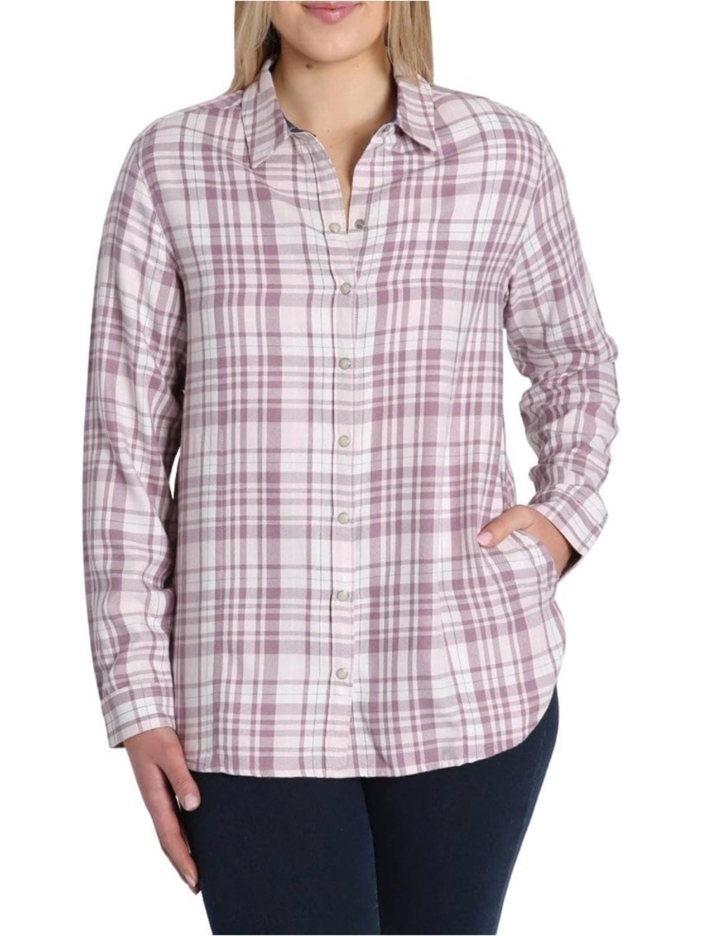 Jachs Girlfriend Women's Super Soft Feel Flannel Shirt Pink Small